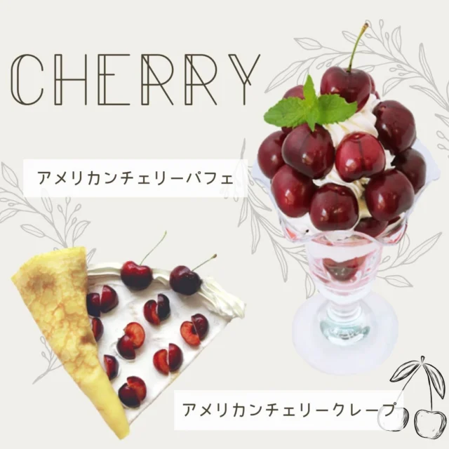 パフェ&クレープ
    🇺🇸 アメリカンチェリー🍒
    濃い赤紫色の正体のポリフェノールが非常に豊富で
    「天然のサプリメント」とも呼ばれるほど
    栄養価が高い果物です
    アメリカンチェリーは
    販売期間が短くて1ケ月位なので
    お見逃しなく‼️
    皆様のご来店お待ちしております☺️
    ＝＝＝＝＝＝＝＝＝＝＝＝＝＝＝＝＝＝
    【アオイ農園】
     営業時間︰9:00〜21:00
    【フルーツパーラー「ぶどうの木」】
     営業時間︰10:00〜20:00(ラストオーダー)
     〒594-0081 
      大阪府和泉市葛の葉町3丁目3-11
     （お車でお越しの際はカーナビを
      3丁目3-14でセット下さい。）
     JR北信太駅より  徒歩15分
      南海北助松駅より 徒歩20分
     定休日︰年中無休
      TEL☎︰0725-41-6955
    ＝＝＝＝＝＝＝＝＝＝＝＝＝＝＝＝＝＝＝＝
      #フルーツ #フルーツクレープ  #フルーツパフェ