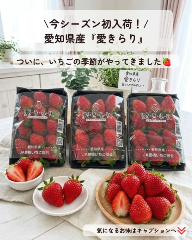 ​ついに、いちごの季節がやってきました🍓✨
    今シーズン初入荷のお知らせです！
    ​愛知県が開発した話題のオリジナルブランドいちご
    【 愛きらり（あいきらり）】が入荷しました！
    ​さっそく当店で測ってみたところ……
    なんと【糖度14度】もありました！😳👏
    酸味が少なくて、濃厚な甘みが口いっぱいに広がって本当に美味しいです。
    ​《 愛きらりのここがすごい！ 》
    ✨ つややかで美しい円錐形のフォルムと高級感ある光沢
    ✨ 果肉の中まで真っ赤に染まる美しい断面（スイーツ作りやカットにも映えます！）
    ✨ 酸味が控えめで、しっかり際立つ濃い甘さ
    自分へのご褒美はもちろん、大切な方への贈り物にもぴったりです。
    ​初物ならではのフレッシュな美味しさを、ぜひ味わってみてくださいね😊
    数量に限りがありますので、気になる方はお早めにどうぞ！
    ​ーーーーーーーーーーーーーーーー
    (有)アオイ農園　ぶどうの木
    大阪府和泉市葛の葉町3-3-11
    (お車などでナビゲーションシステムを利用される場合は、番地を3-3-14でセットしてください。)
    TEL:0725-41-6955
    営業時間
    アオイ農園　9:00〜21:00
    ぶどうの木　10:00〜20:00
    Lumiere du ciel  10:00〜21:00
    ーーーーーーーーーーーーーーーー
    #愛きらり
    #いちご
    #初入荷
    #いちご好き
    #旬のフルーツ